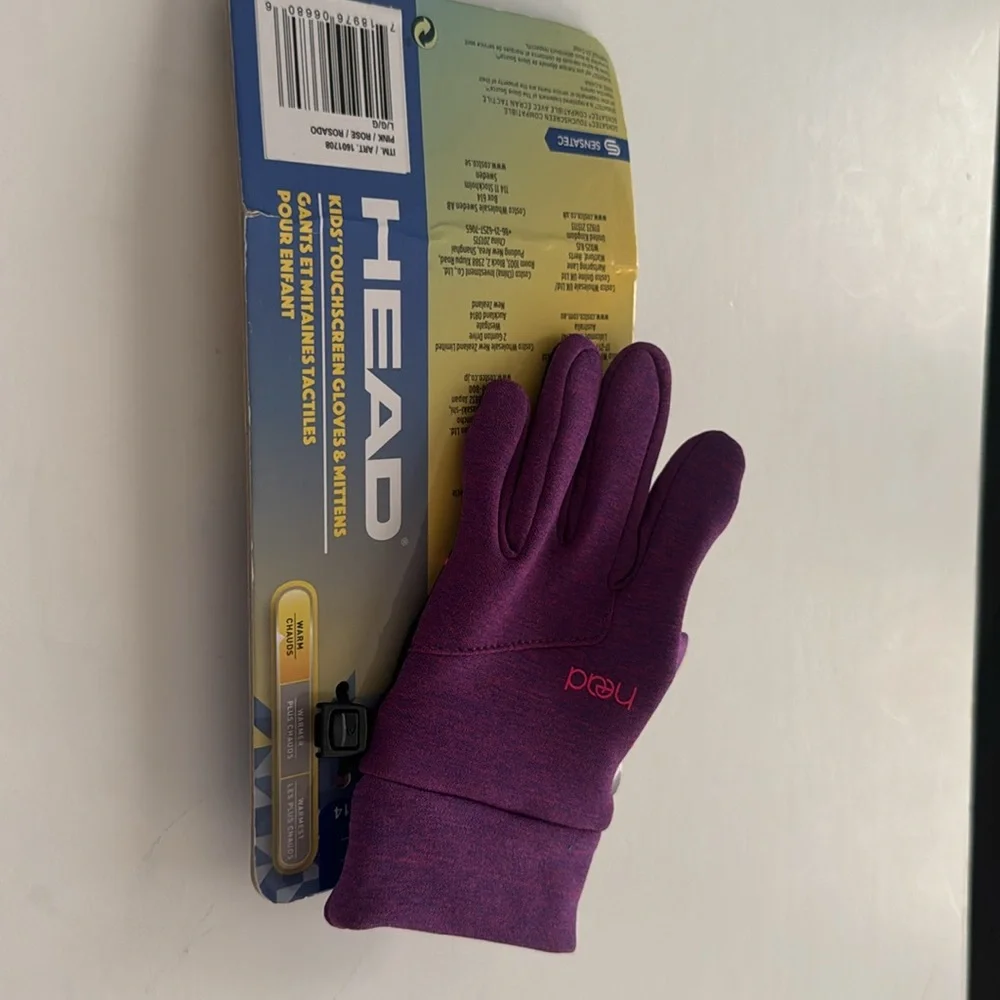 NWT Head Kid's Touchscreen Gloves and Mittens, Rasberry Heather, Large